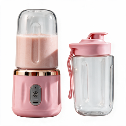 Pink new edition portable blender with an extra travel cup