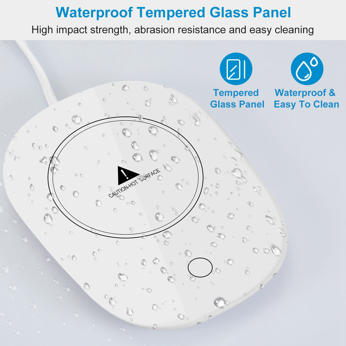 Tempered glass top of the mug warmer, easy to wipe clean