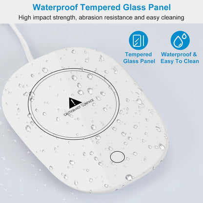 Tempered glass top of the mug warmer, easy to wipe clean