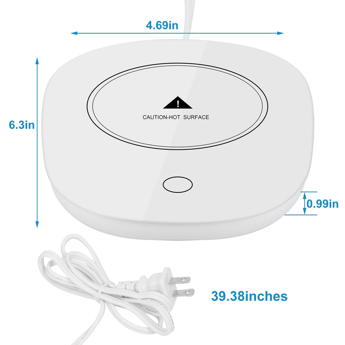 Mug warmer dimensions and power cord length